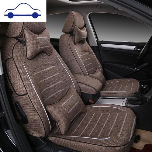 汽车亚麻全包座套大众新朗逸速腾捷达桑塔纳专用坐垫布艺四季通用舒适