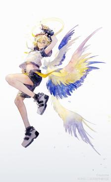 【凹凸世界 金 水彩 手绘 插图】天使金