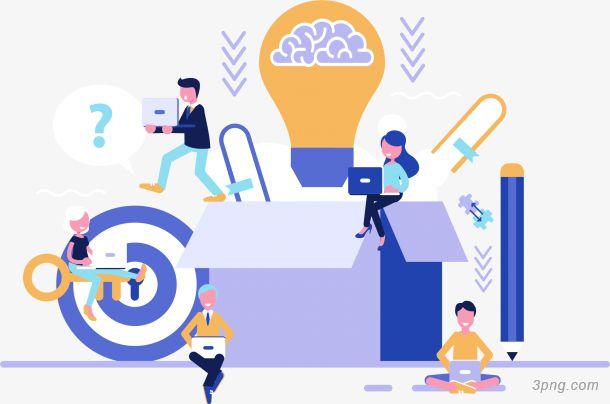 商务办公灯泡发明插画png素材透明免抠图片-卡通手绘