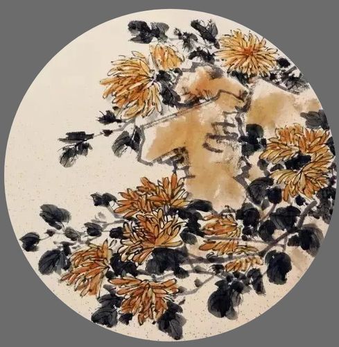 写意菊花团扇范画创作步骤,写意菊花技法解析
