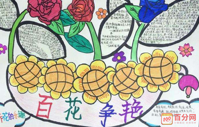 小学生绘画作品花