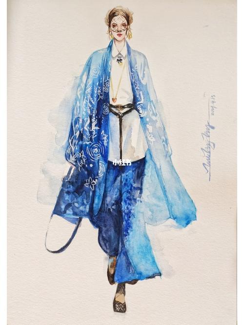 水彩服装效果图_水彩画_临摹_服装设计_手绘_文化_绘画