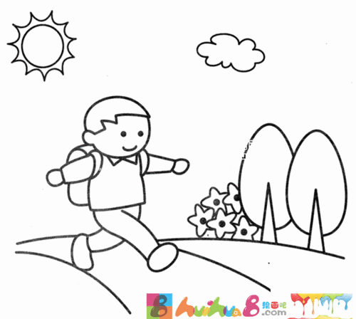 小朋友去上学简笔画步骤图解教程