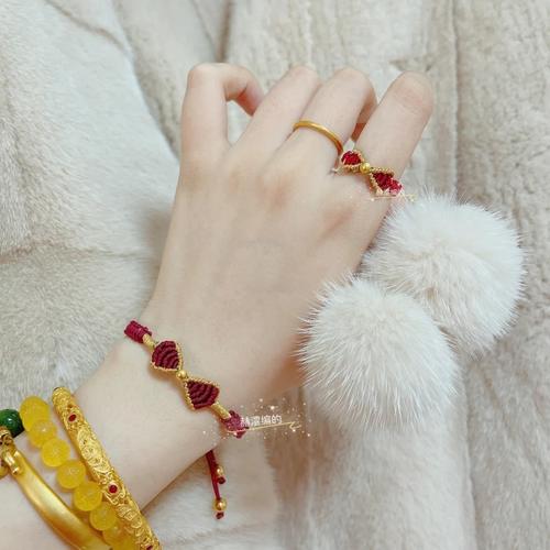 送你一朵小红花戒指在逃公主手绳手工编织戒指今年一路发编绳戒指