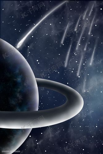 外太空星球流星雨唯美治愈插画图片-千库网