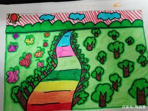 五年级课堂画作——近大远小