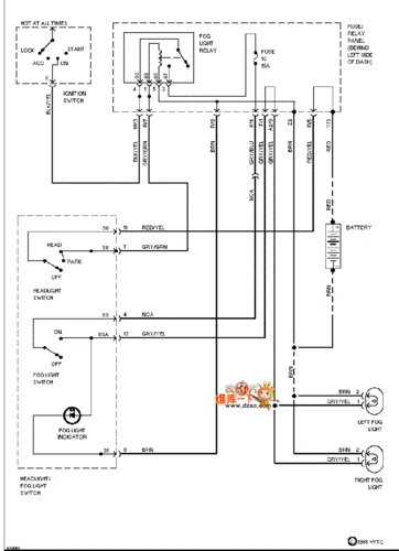 大众(一汽):1994捷达 雾灯电路; 电路图 汽车电路图; 1994捷达 