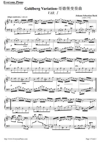 goldberg variations-johann sebastian bach stave