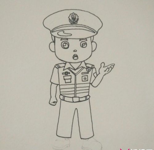 简单的警察叔叔怎么画,一步一步画警察简笔画
