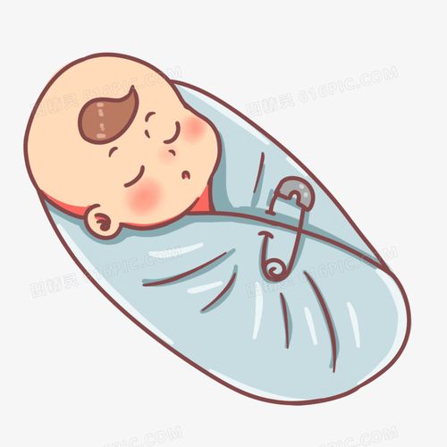 手绘卡通新生儿襁褓中的婴儿素材