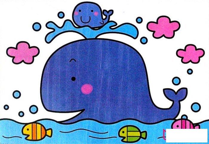 可爱的鲸鱼儿童画,海洋生物儿童画图片-儿童简笔画大全