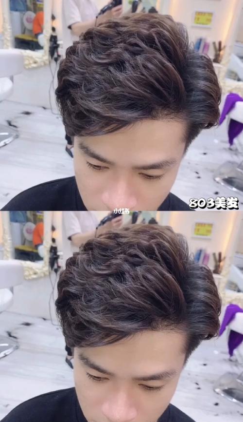男生纹理烫  港风三七侧背头_纹理烫_背头_港风_803美发店自由行热门