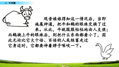 部编版四年级上册第18课《牛和鹅》图文讲解 知识要点