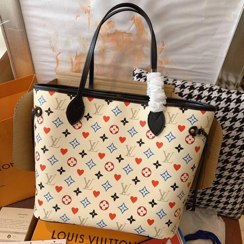 louis vuitton lv m57462 neverfull 白三彩扑克牌购物袋