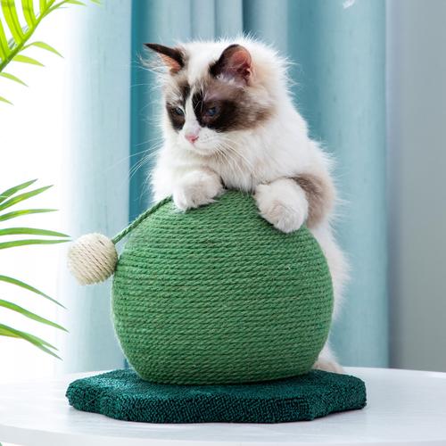 乐吱吱仙人球猫抓板圆球形猫爬架磨爪器猫抓柱猫抓麻绳猫咪玩具