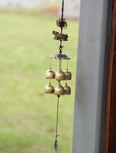 双誉 麒麟纯黄铜铃铛风铃金属风水招财居家店铺门挂饰车挂6个铜铃