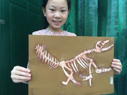 鞋油版画制作～恐龙化石