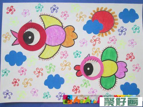 儿童画小鸟的画法