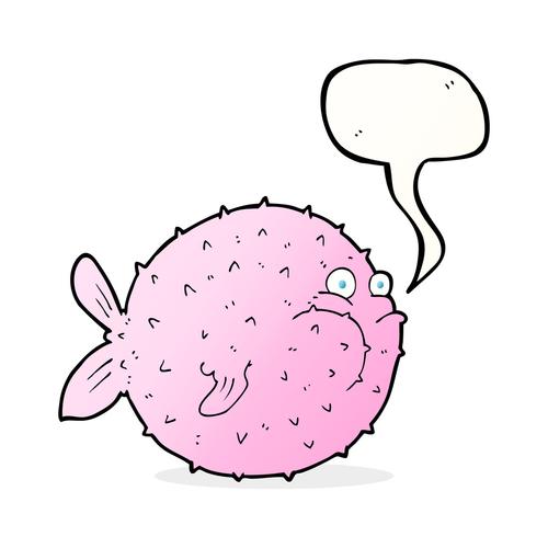 卡通,河豚,鱼,对话气泡框