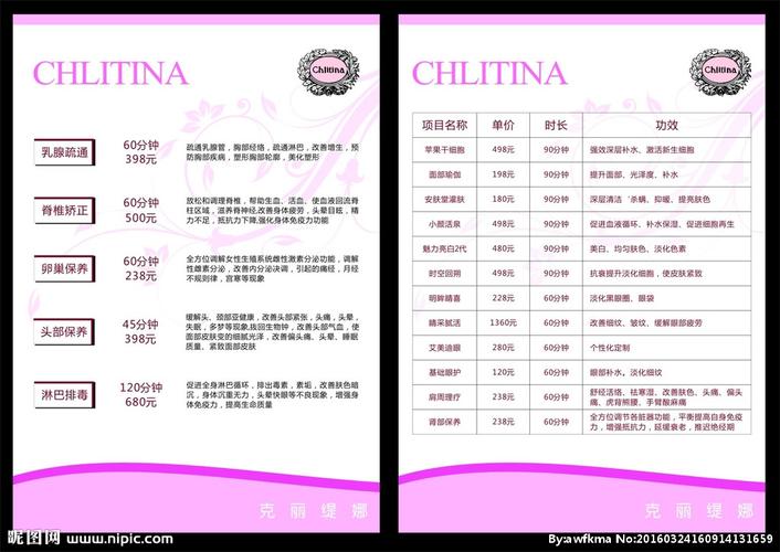 克丽缇娜价格表矢量图__dm宣传单_广告设计