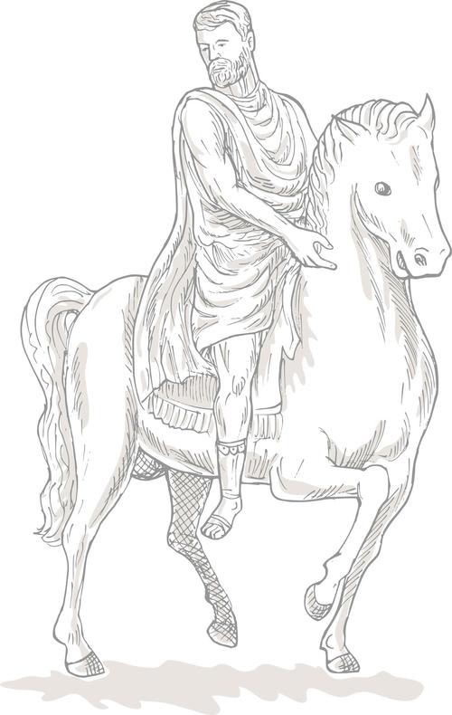 罗马皇帝的士兵骑马(eps,矢量图)