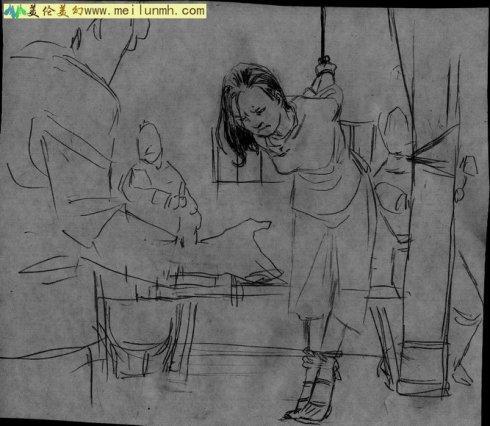 另类手绘女烈受刑图大图 手绘女英烈受刑图片-许爱国清明丹青缅巾帼
