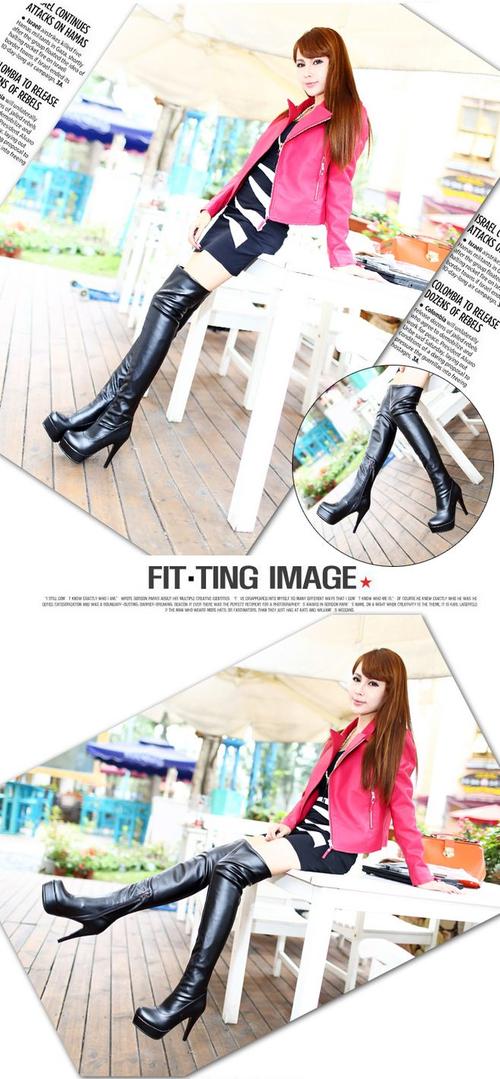 过膝长靴细跟弹力靴大腿靴包腿高筒靴瘦腿超高跟女靴子秋冬防水台