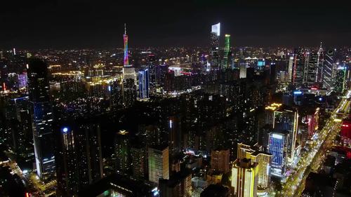 广州塔多角度夜景航拍