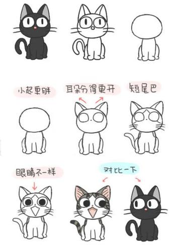 这么高冷的男人都爱撸猫,哈哈哈……下面,我们就从画kiki和小奇开始