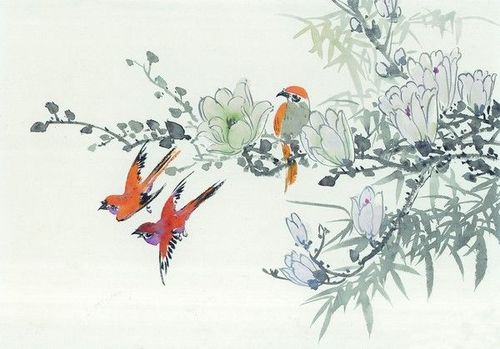 飞翔 野花 构图 枝头飞乌-中国国画-中国国画,枝头飞乌