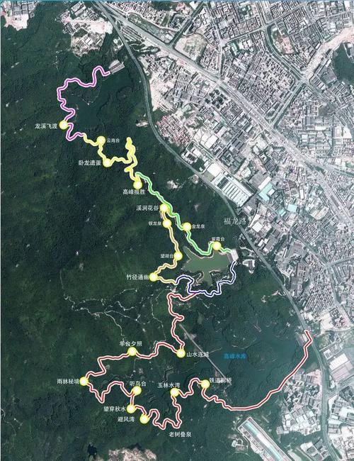 环城绿道羊台山段 北起大浪石凹水库,接大水坑段,南至部九窝,接绿谷