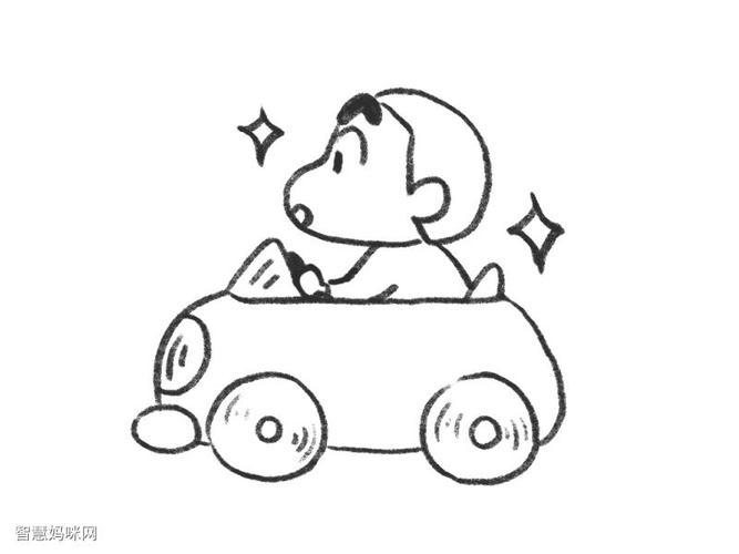 蜡笔小新开车简笔画画法步骤