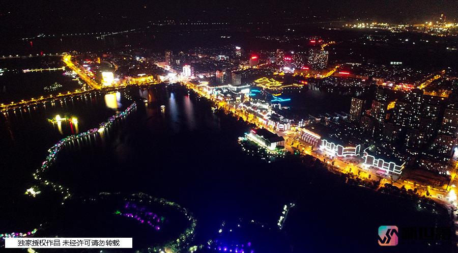 航拍铜陵都市夜景 上帝视角诠释灯光璀璨光影迷人