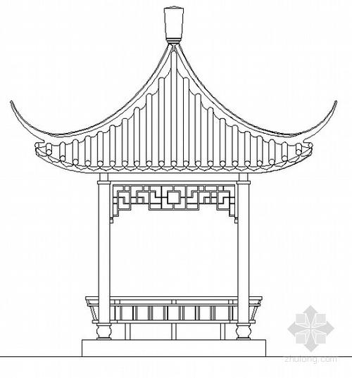 中式古典亭亭子施工图景观亭 四角景观亭施工详图,包括平面图,立面图