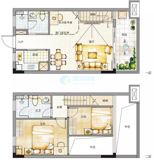 衍宏春天 loft两房户型 建面48-52㎡