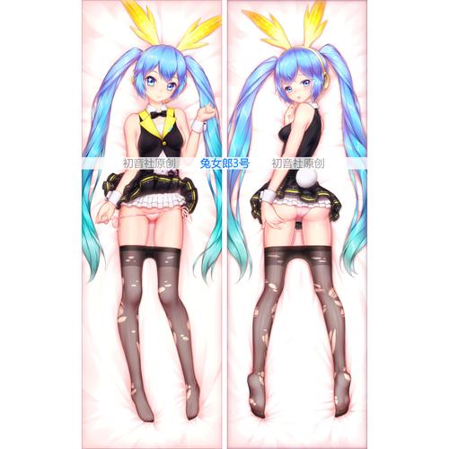 初音抱枕 miku周边兔女郎等身抱枕 绅士黑丝枕套 二次元动漫靠枕
