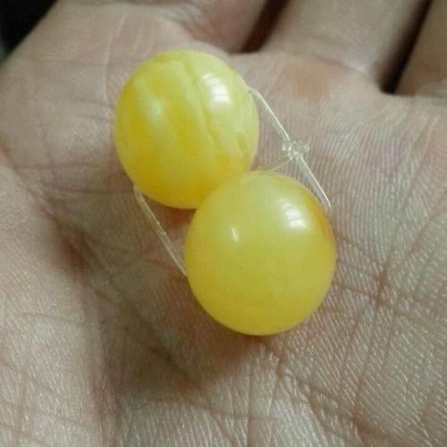 蜜蜡圆珠 腰珠对珠 直径13mm