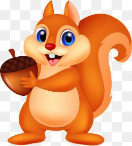 抱着松果卡通松鼠