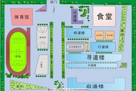 初中学校平面图简笔画