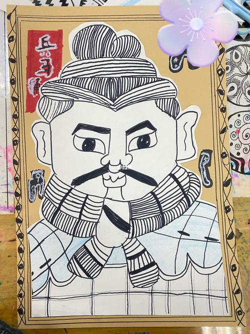 7-9岁创意儿童画 兵马俑 线描_线描_儿童画_手工制作