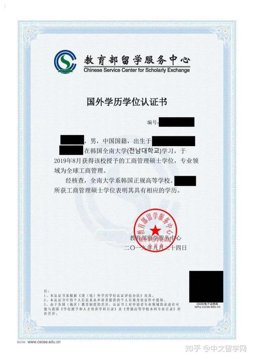 中文授课已毕业学生  回国后教育部留学服务中心学历,学位认证