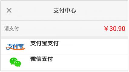 支付 订单提交成功后直接进入支付页面,选择支付方式完成支付