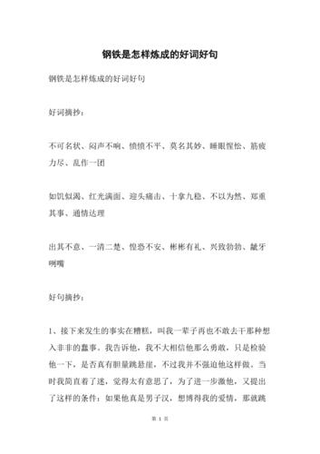 钢铁是怎样炼成的好词好句