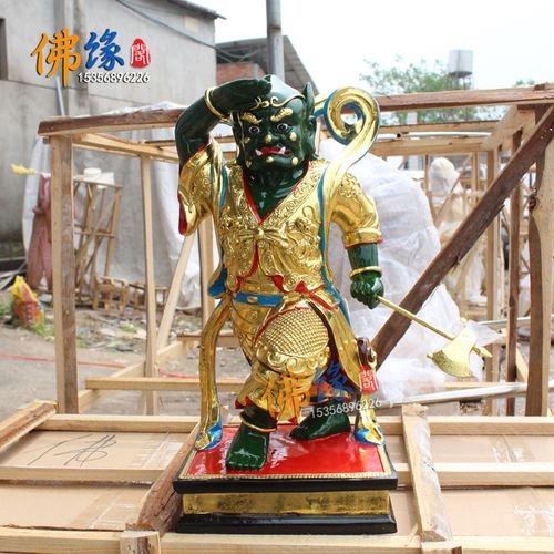 60厘米华光大帝护法千里眼顺风耳香樟木雕刻佛像道教神像