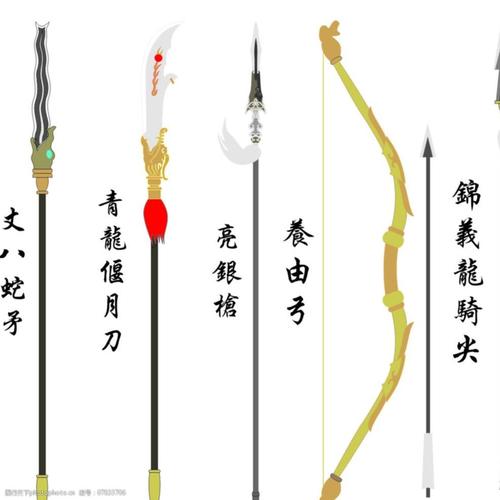 关键词:青龙偃月刀 丈八蛇矛 锦义龙骑枪 亮银枪 养由弓 三国五虎将