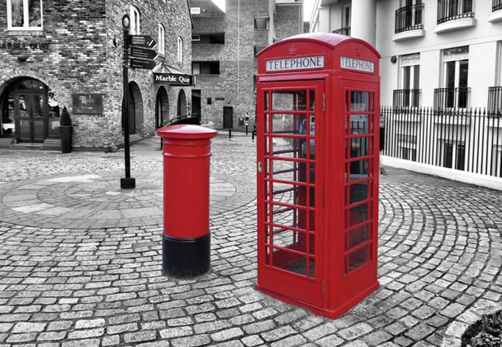 4冠 伦敦红海报 怀旧复古英伦建筑红色公交巴士电话亭
