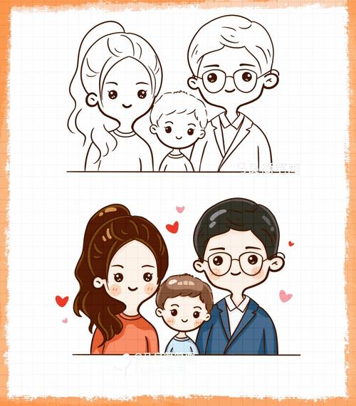 简笔画|可爱全家福头像q版人物手绘卡通画_简笔画_全家福_手绘_头像