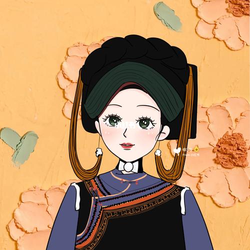 可爱的彝族小姑娘手绘头像_手绘_头像_樱花季_暖春樱花季_素材_头像