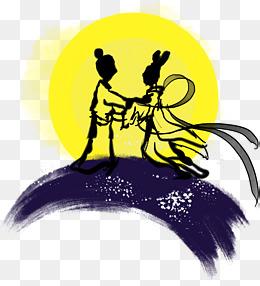 七夕情人节手绘牛郎织女插画