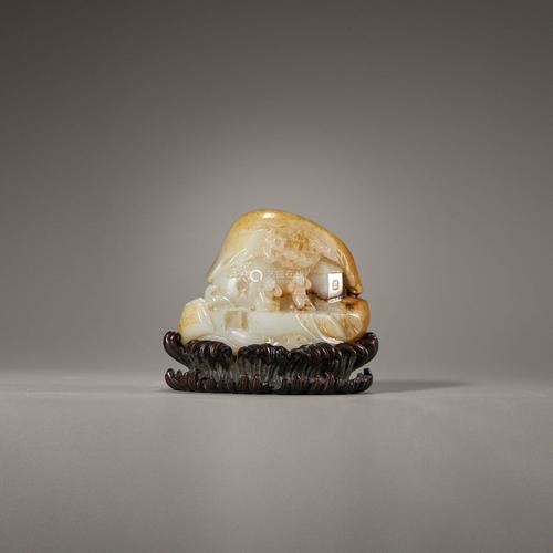 清乾隆白玉雕婴戏图山子